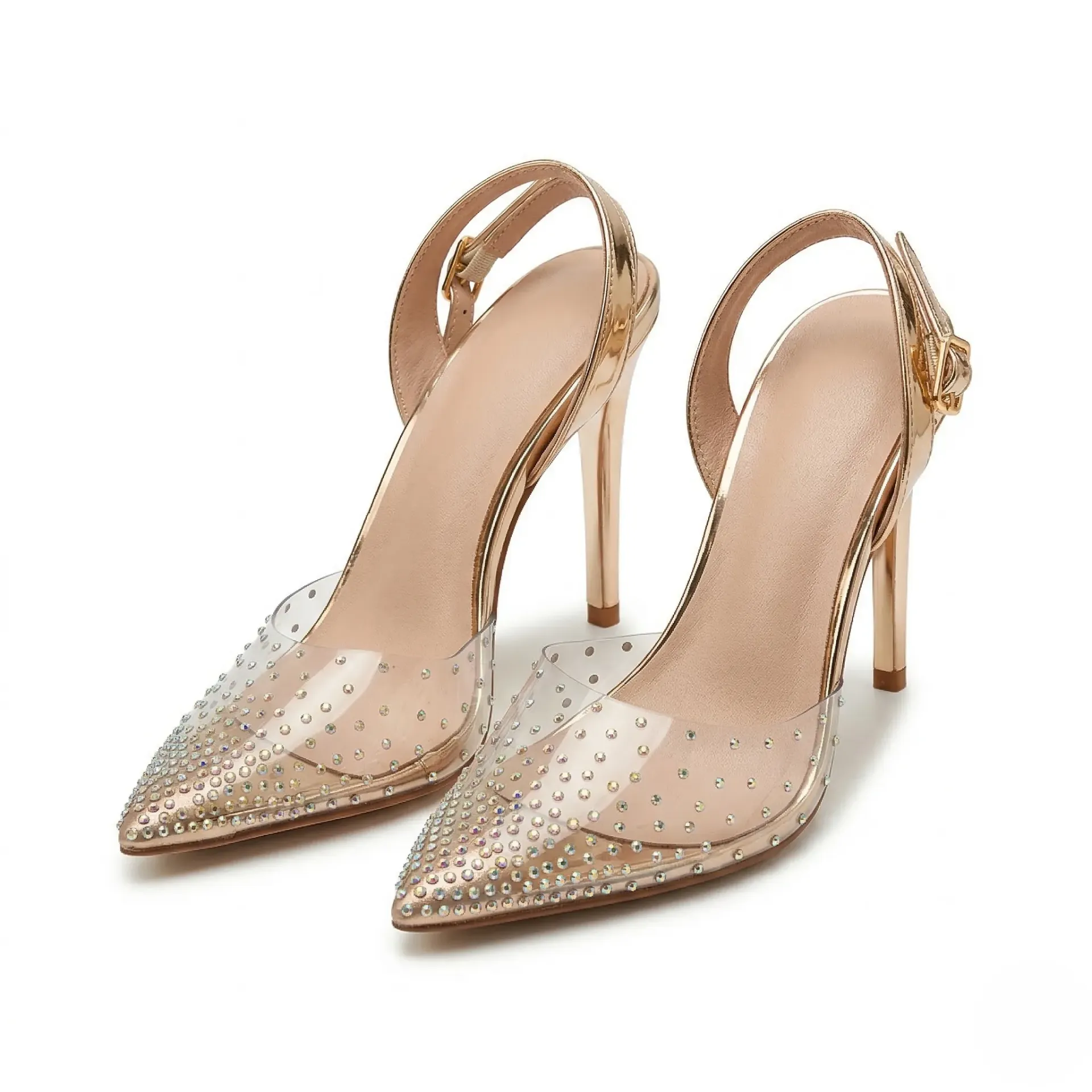 Transparent Gold High Heels (36)