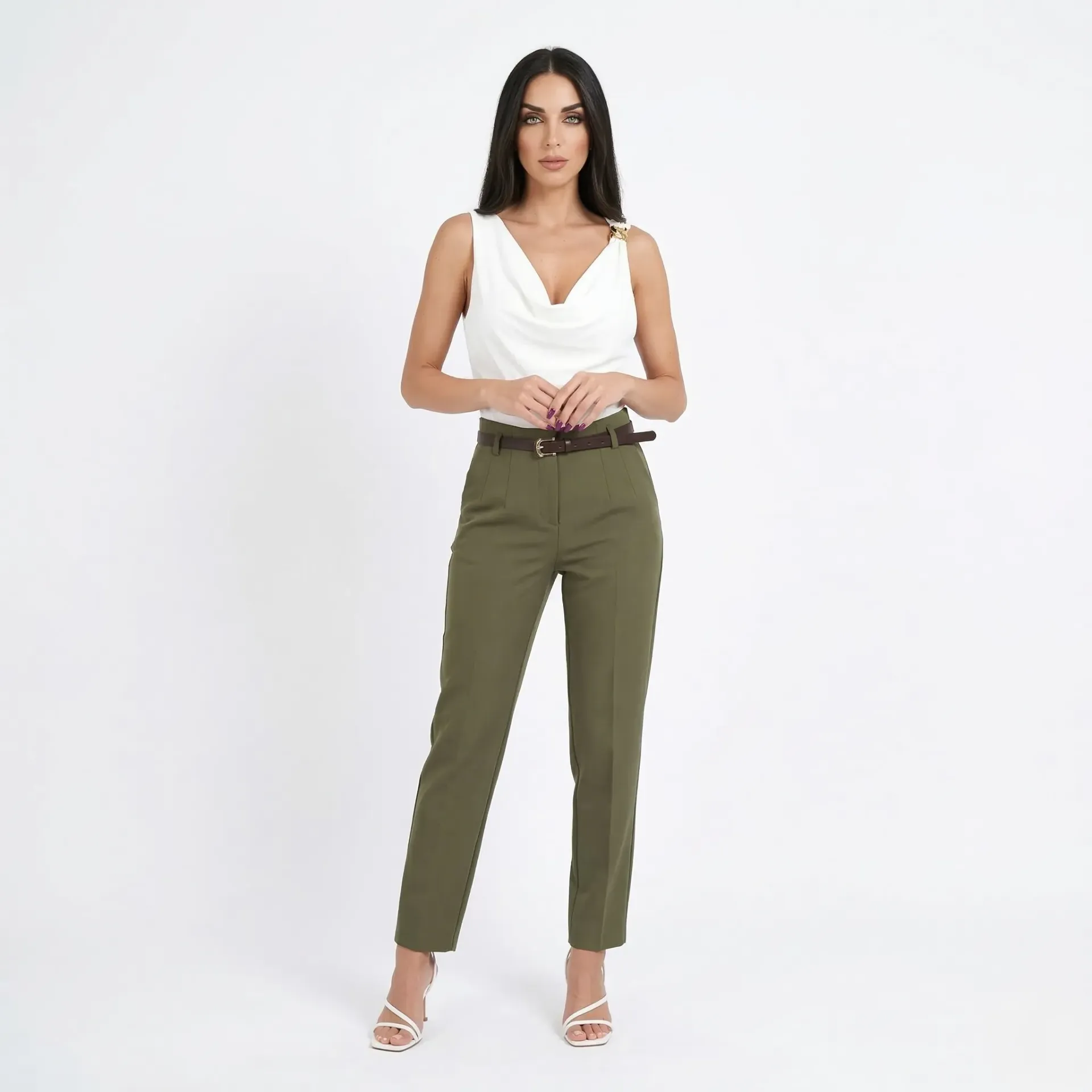 Basic Slim Green Pants (S)