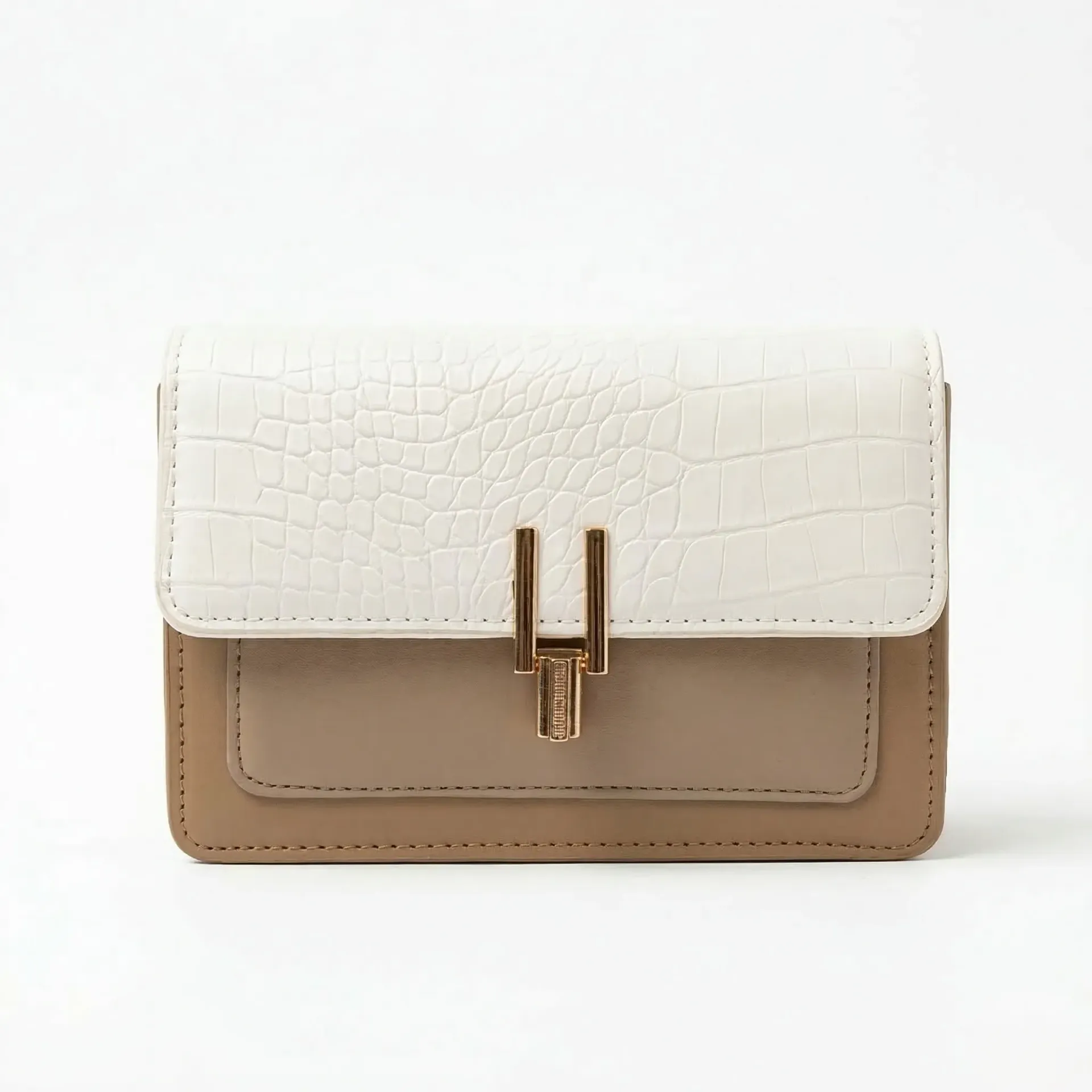 Crocodile White & Beige Bag