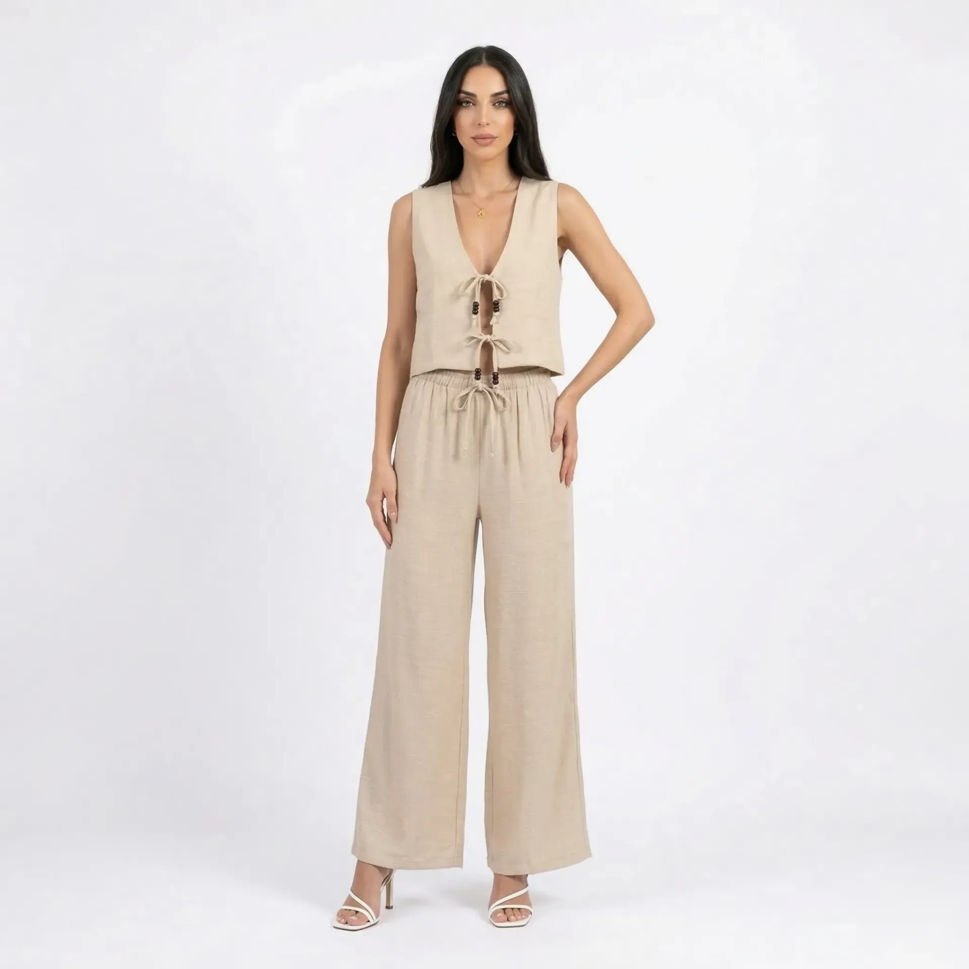 Beige Vest & Pants Set (S)