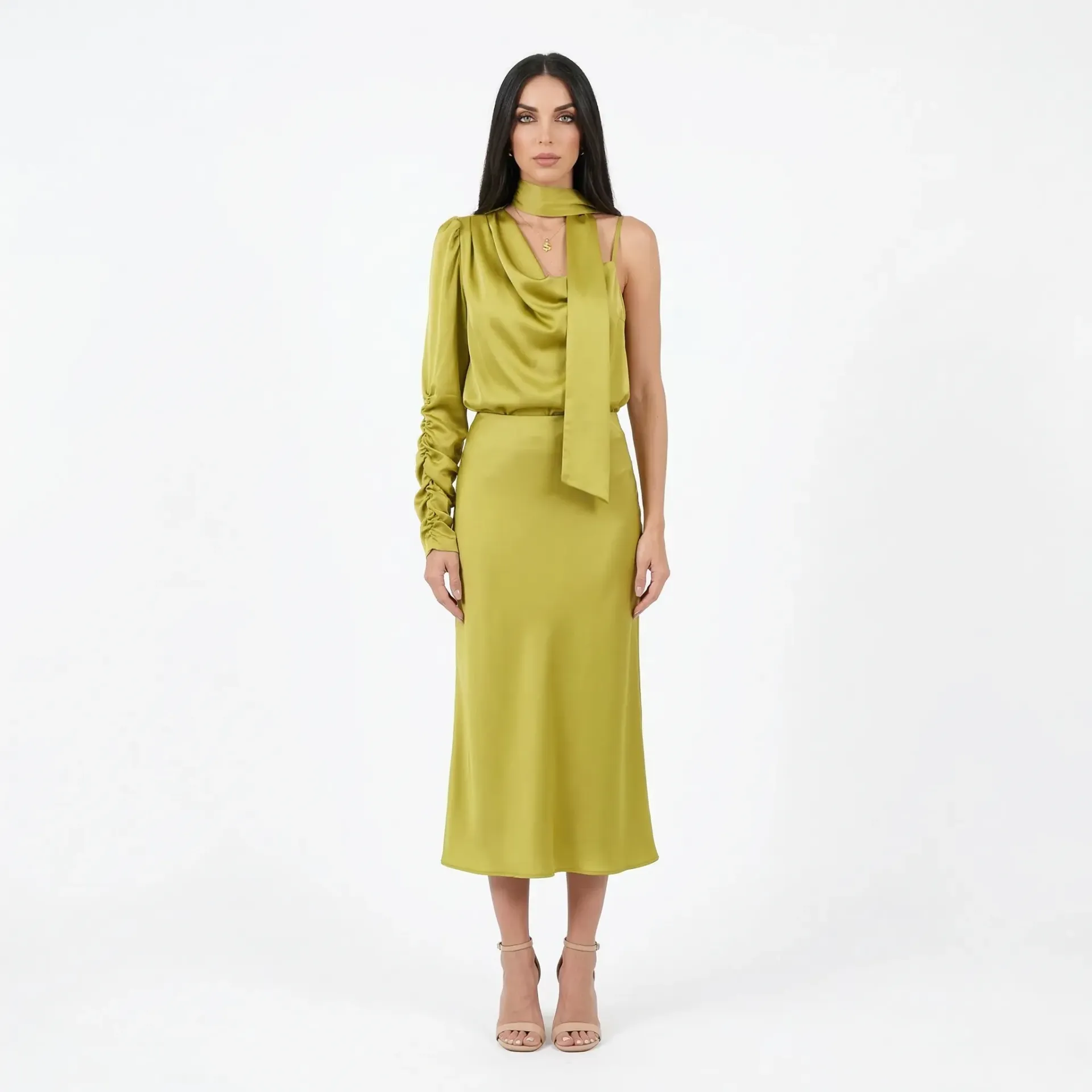 Olive Yellow One Shoulder Top (S)