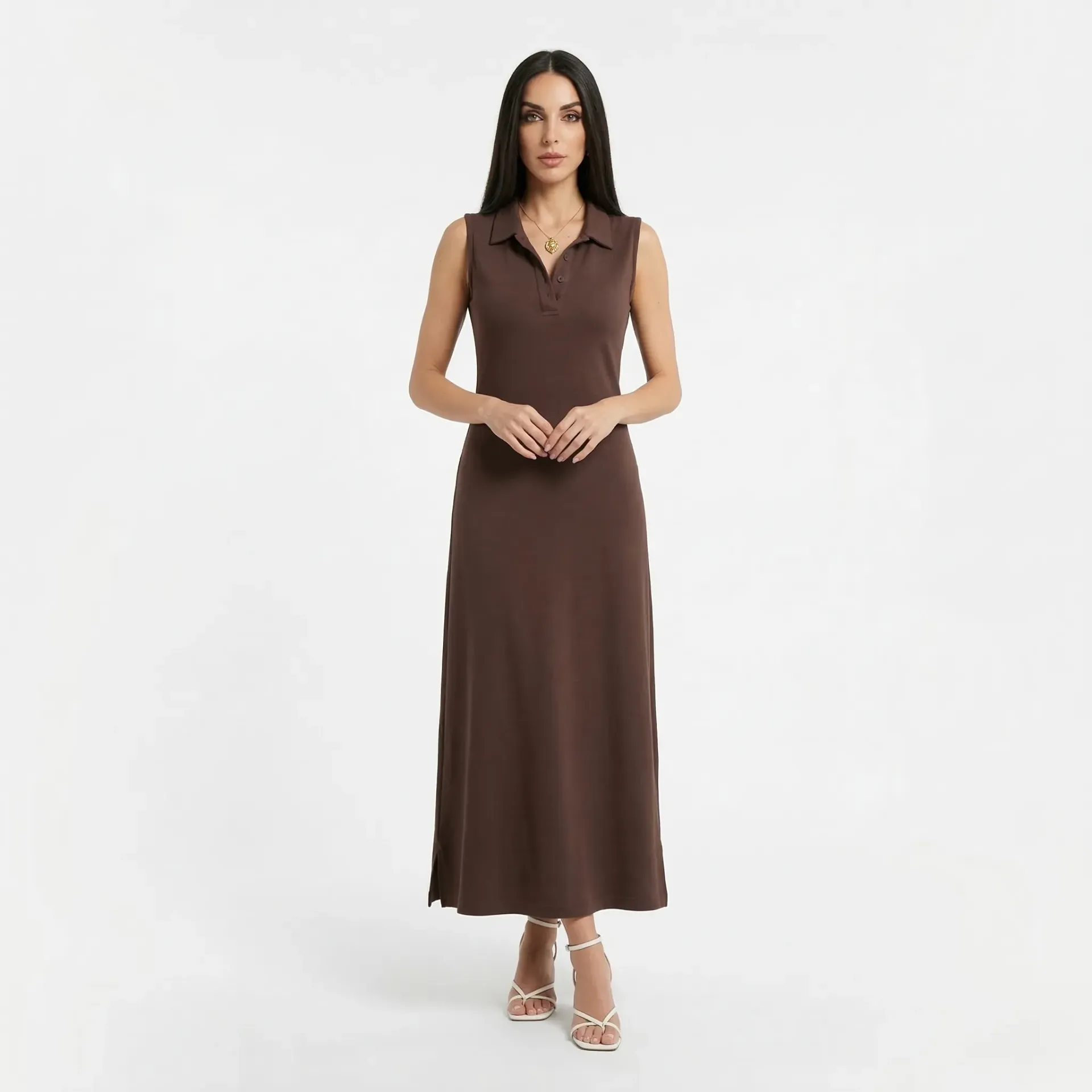 Brown Cotton Polo Dress (S)