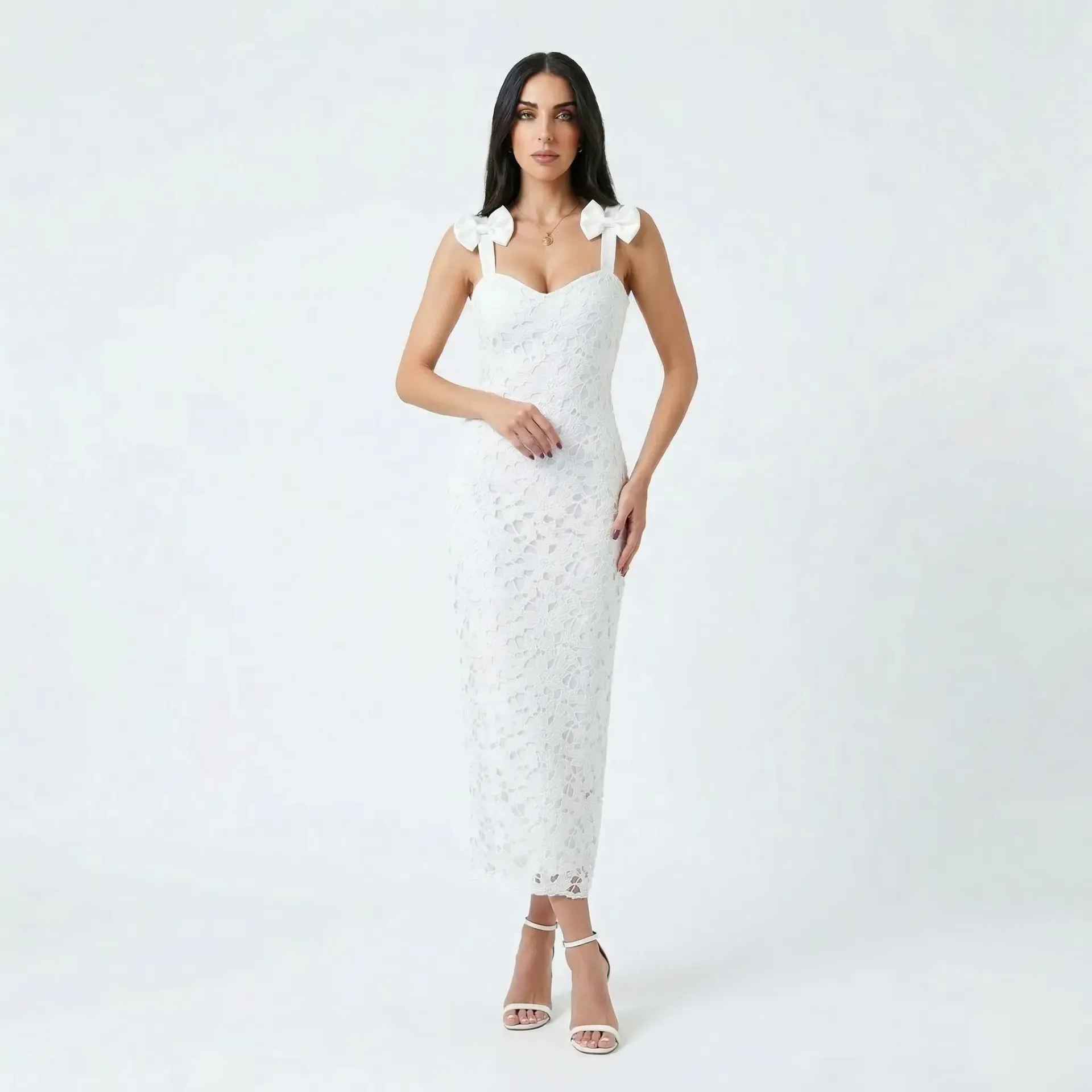 White Guipure Lace Dress
