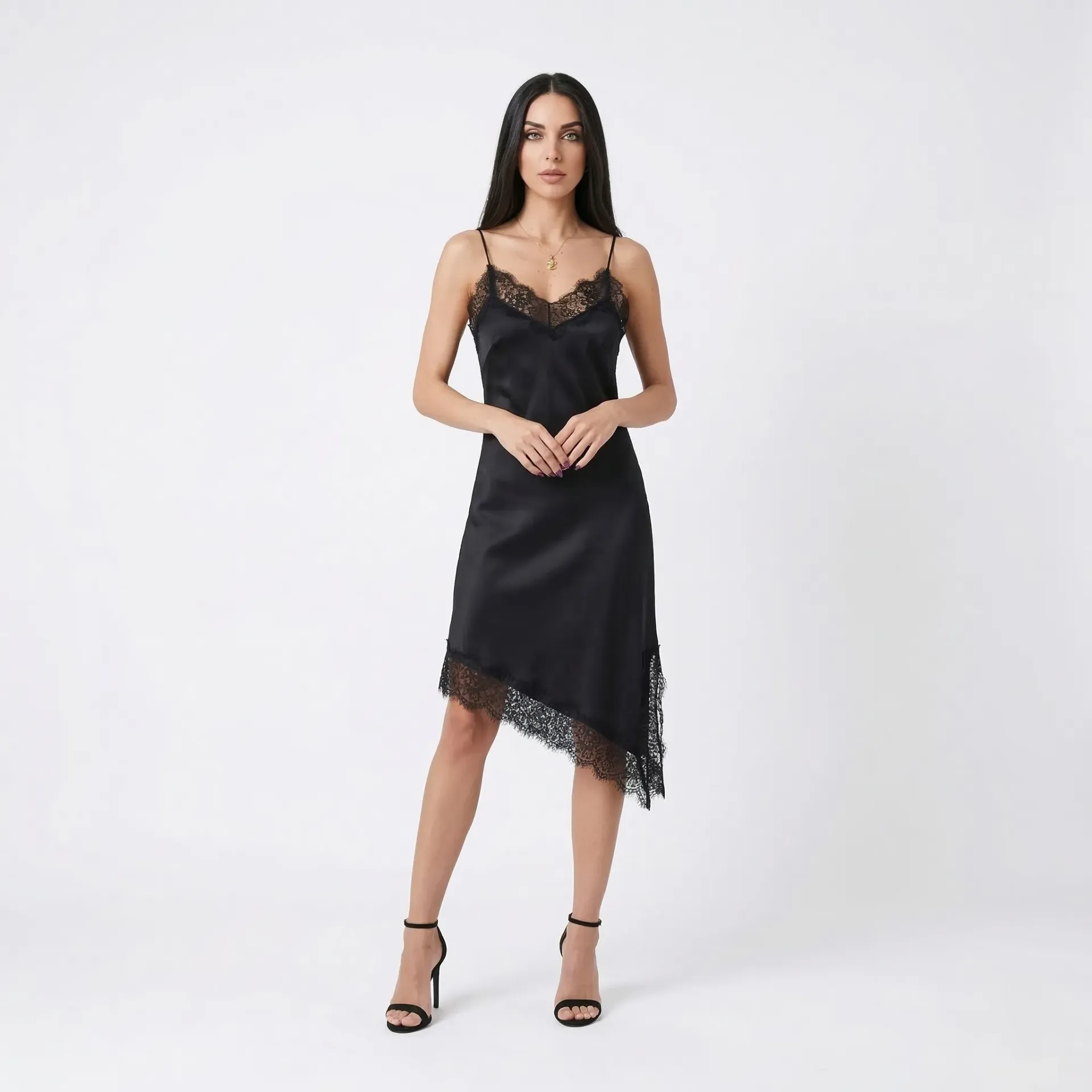 Lace And Satin Asymmetrical Dress (S)