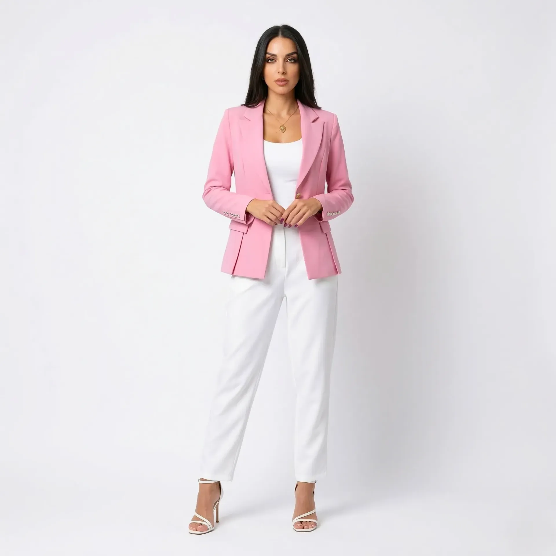 Pink Blazer With Gold Buttons (S)