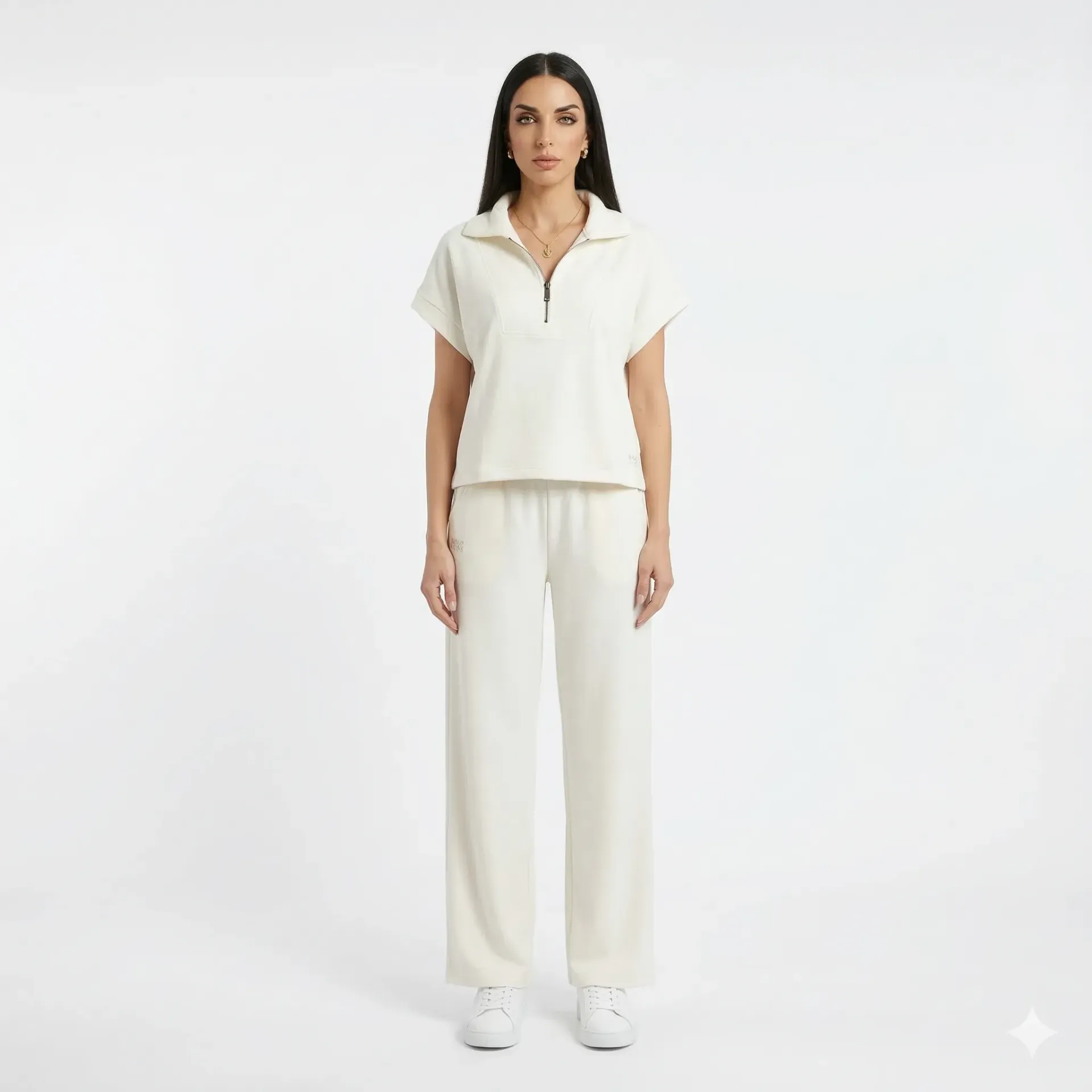 White Short Sleeves Tracksuit