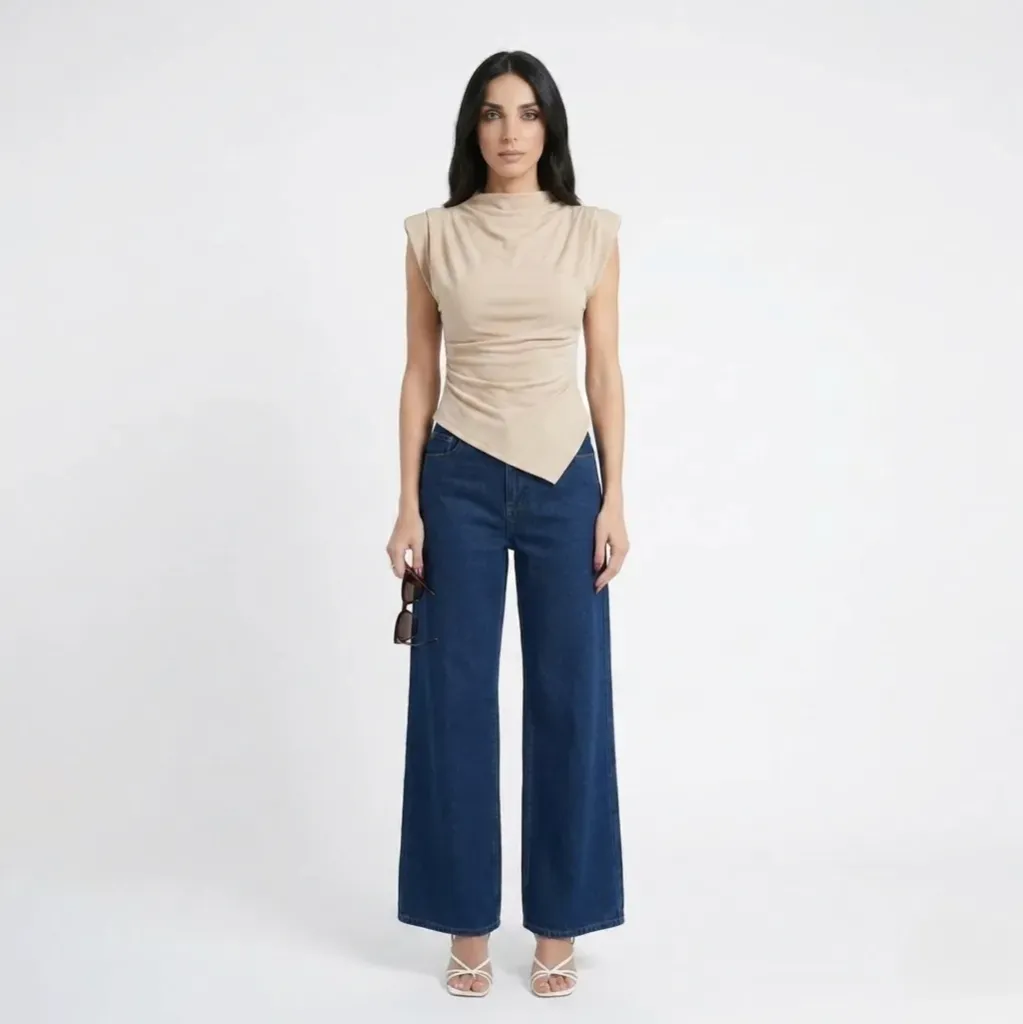 Asymmetrical Beige Top