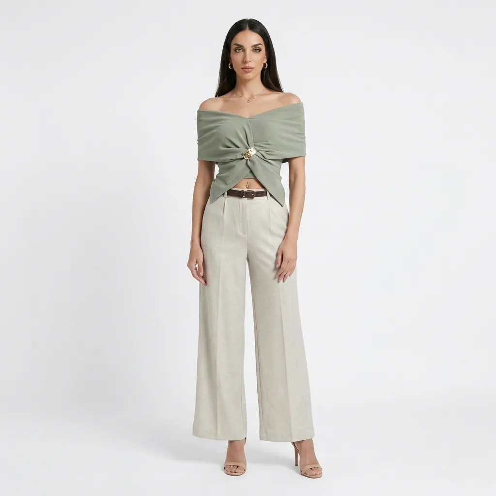 Off Shoulder Green Top (S)