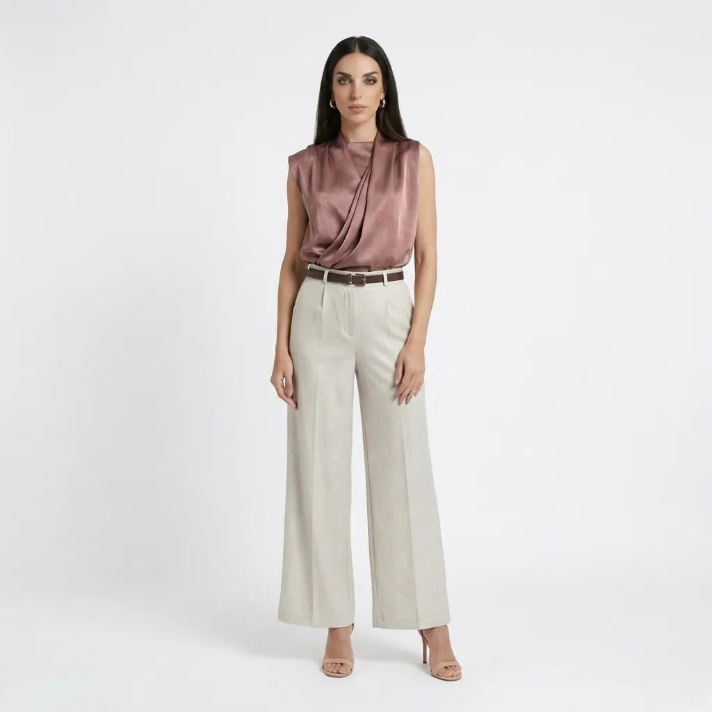 Brown Silk draped Top (S)