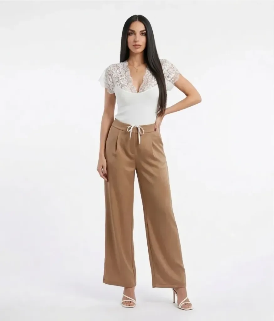 V Neck Lace White Top