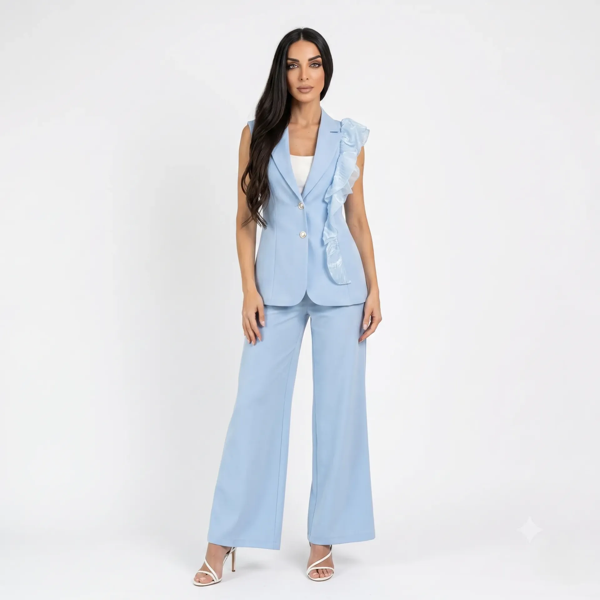 Blue Ruffled Blazer Set (S)