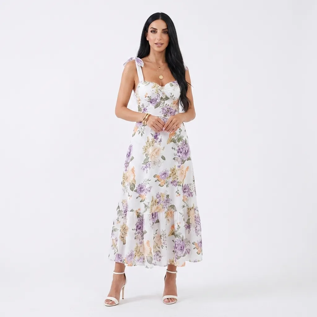 Padded Long Floral Dress