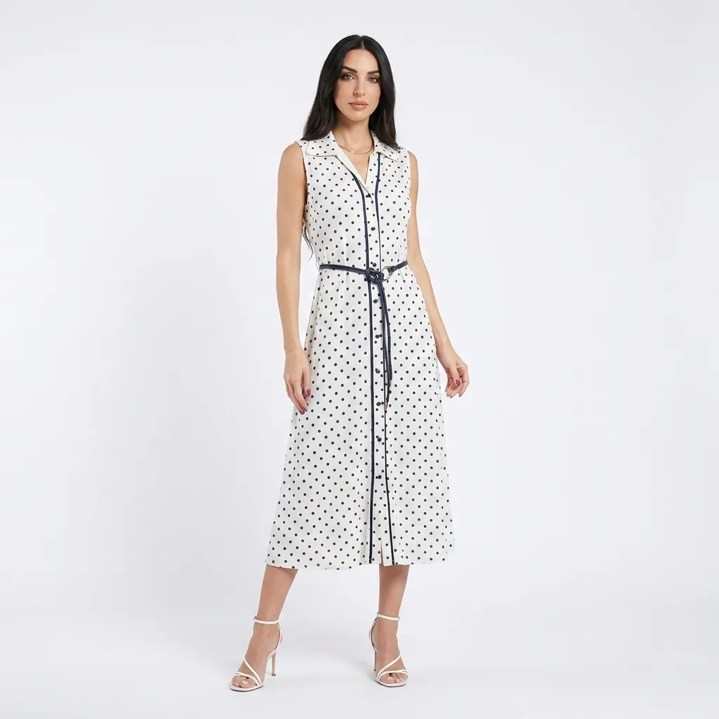 Linen Long Polka Dots Dress