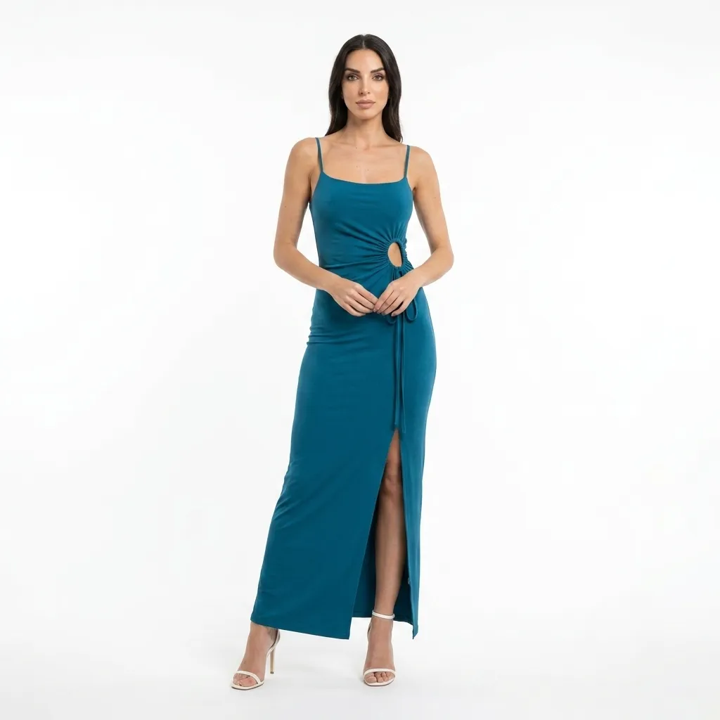 Long Blue Strap Dress